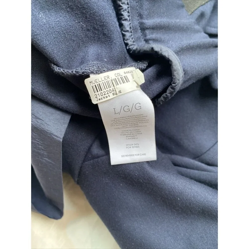CAbi Women #5476 Chance Moto Bomber Jacket Sz L  Navy Full Zip Tow Tone Fabric